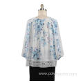 Ladies Blouse 3/4 sleeve Lace Trims